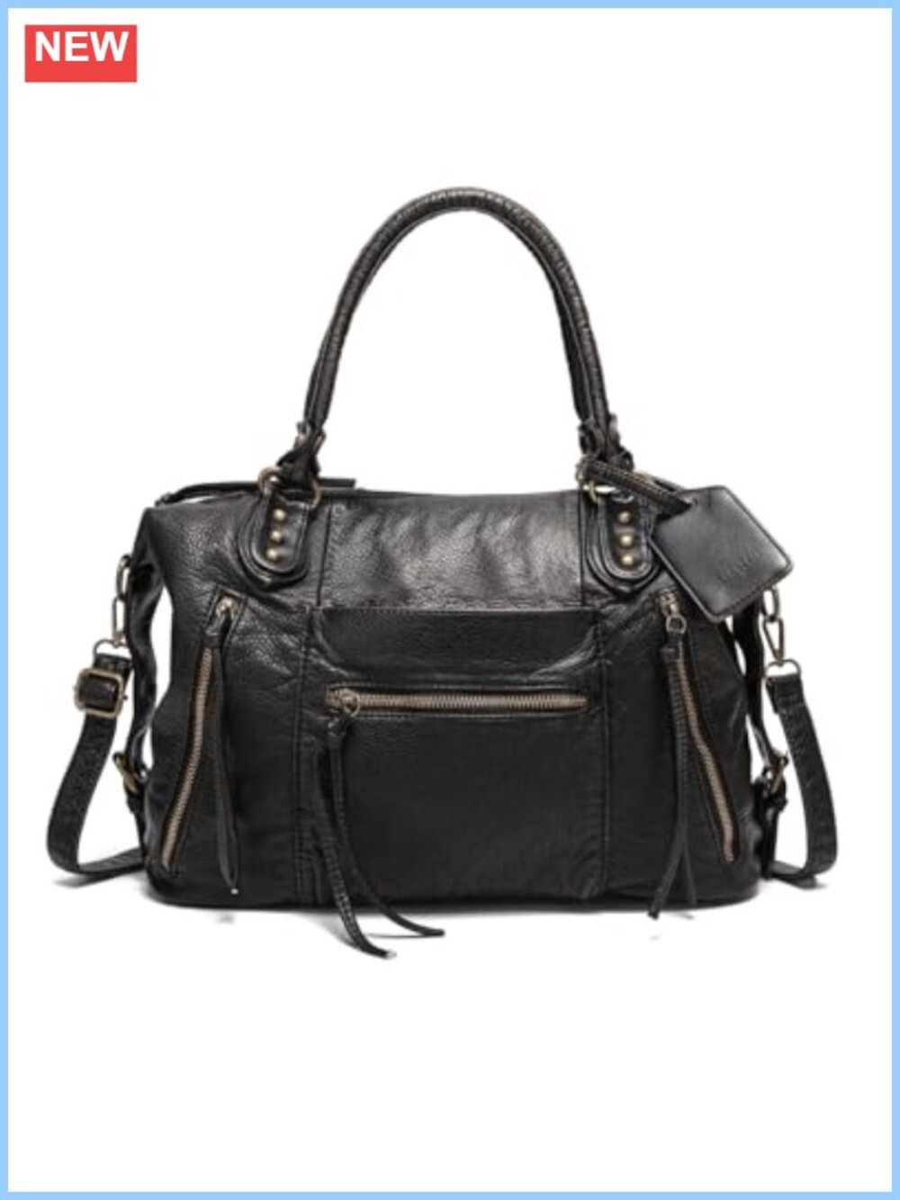 Vegan Leather Tote Bag for Women, Y2K Hobo Purse, Large Crossbody